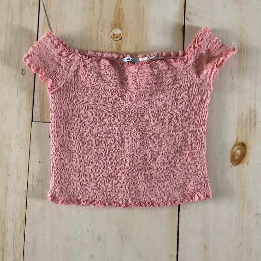 Urban Outfitters Cropped, Smocked Light Pink Top
